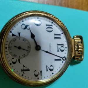 Gold Pocket Watch with White Dial